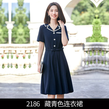 幼儿园老师教师园服演讲服装夏季面试职业连衣裙幼师工作服连衣裙