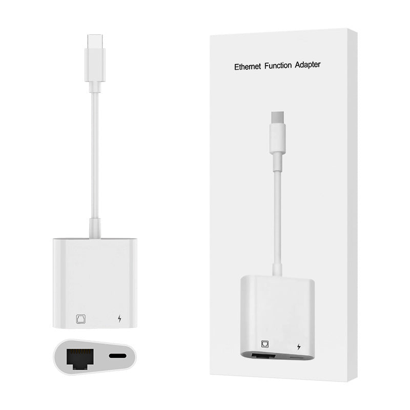 佰通手机OTG转接器USB3.0适用iPhone以太网口转接头数据线四合一