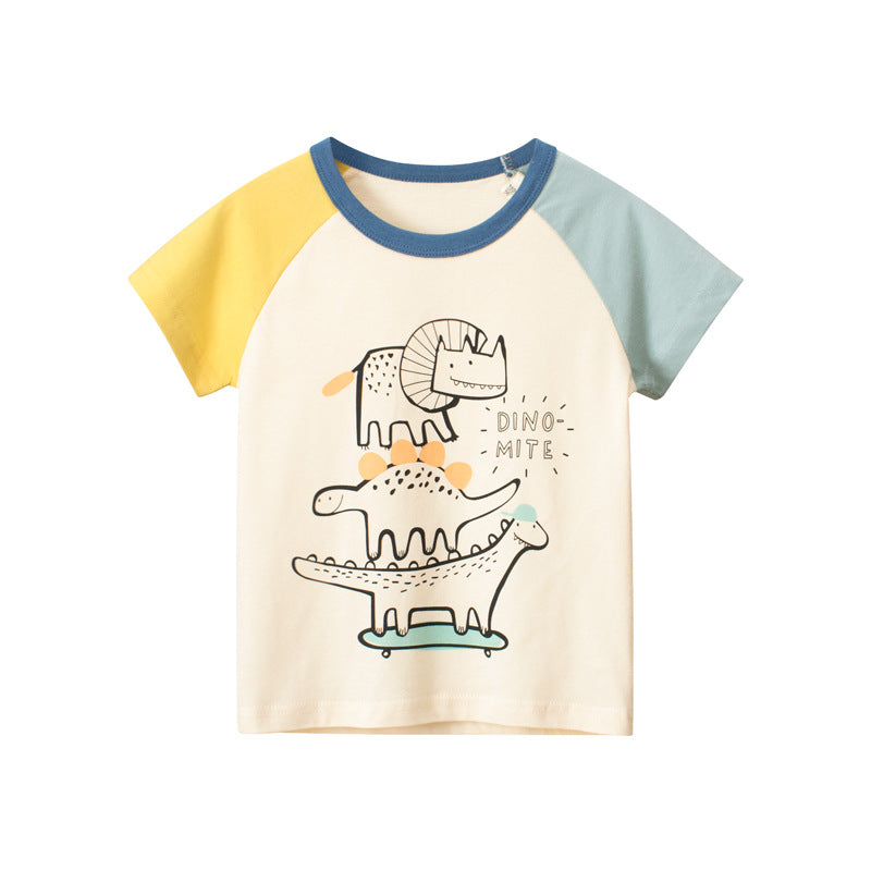 韩版童装2023夏季新款 27kids中小童恐龙男短袖T恤半袖一件代发