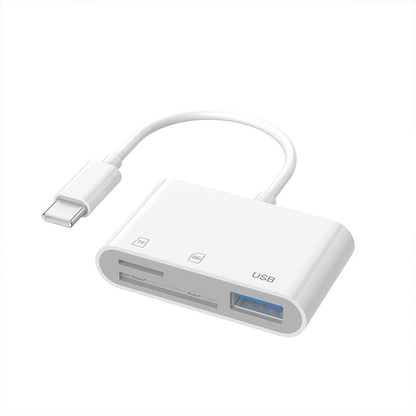 适用iPhone三合一USB3.0多功能SD卡TF卡读卡器手机平板otg转换器