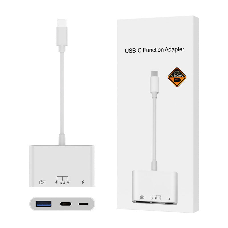 佰通手机OTG转接器USB3.0适用iPhone以太网口转接头数据线四合一