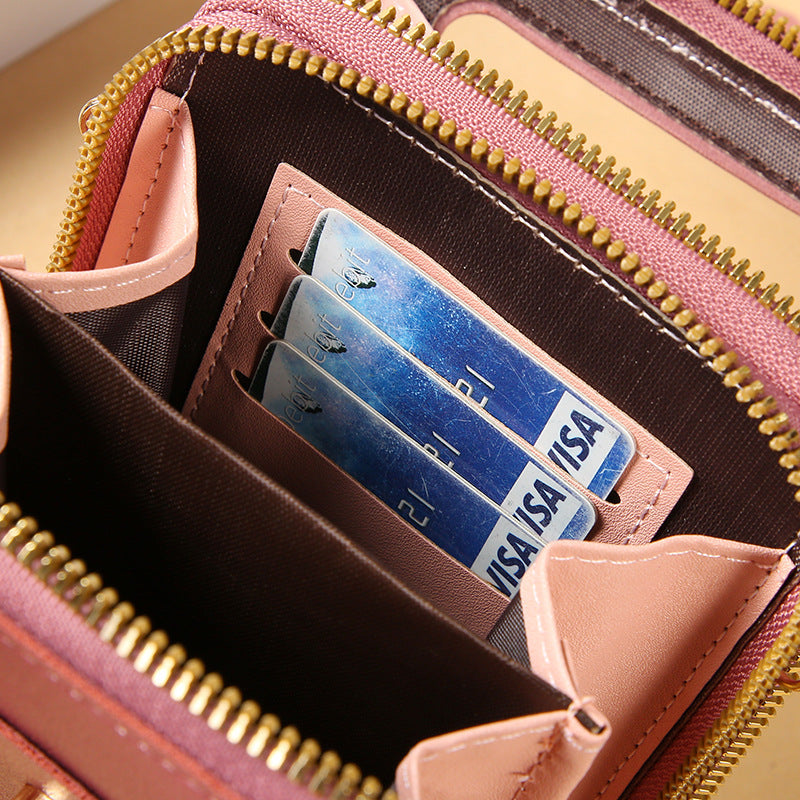 新款透明触屏手机包潮流简约斜挎小包多功能手机女包零钱袋竖款