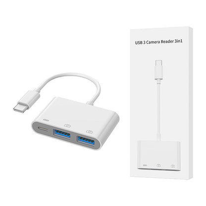 佰通手机OTG转接器USB3.0适用iPhone以太网口转接头数据线四合一