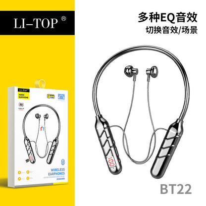 力拓BT22显示大电量双耳长续航蓝牙无线颈挂脖式运动音乐耳机厂家